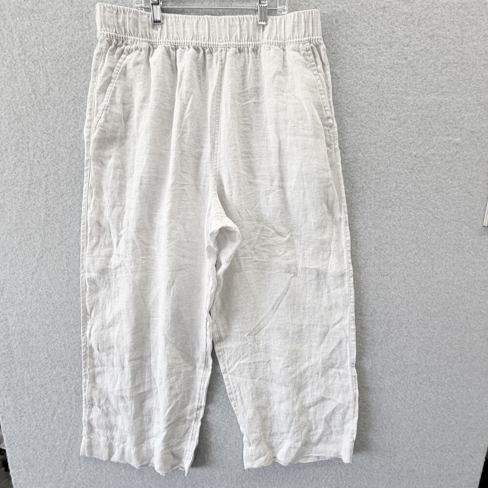 Tahari Linen Pants High Rise Wide Leg Size Large Coastal Lagenlook Resort Flax